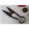 Image 3 : Rigid Thread Cutting Oil - Vintage Shears - Tractor Rad Cap - Vintage Camphorated Chalk
