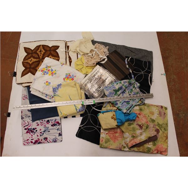 Assortment of Cushion Covers - Table Cloths - Aprons - Doilies