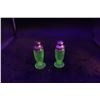 Image 1 : Uranium Depression Glass Salt & Pepper Shakers - Florentine Pattern