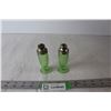 Image 2 : Uranium Depression Glass Salt & Pepper Shakers - Florentine Pattern