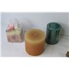 Image 3 : Collection of Candles - Metal Stand - Ceramic Leaf Candle Holder