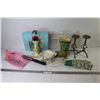 Image 1 : (2) Candle Holders - Garden Gloves - Metal Key Holder - Boot Vase - Elizabeth Arden Beauty Products 