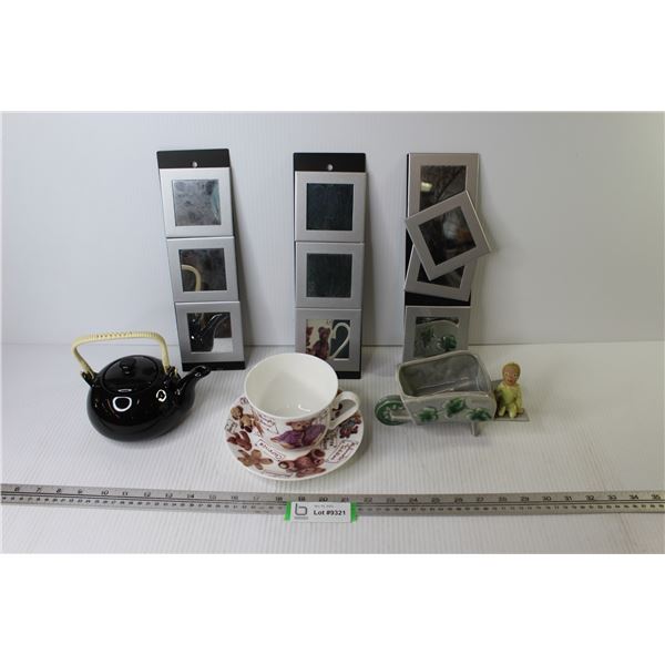 Locker Mirrors - Tea Pot - Teddy Bear Cup & Saucer - Ceramic Wheel Barrow