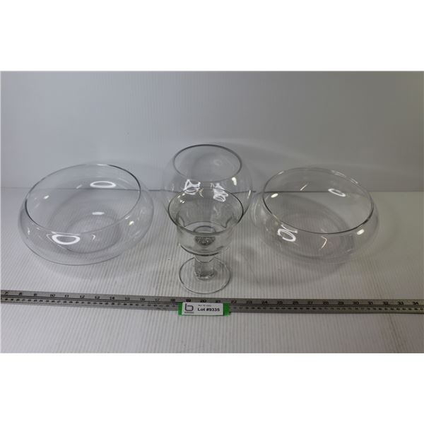 (3) Glass Planter Bowls -