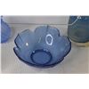 Image 2 : Blue Glass Items - Perfume Bottles - Glass Dish - Vase on Stand