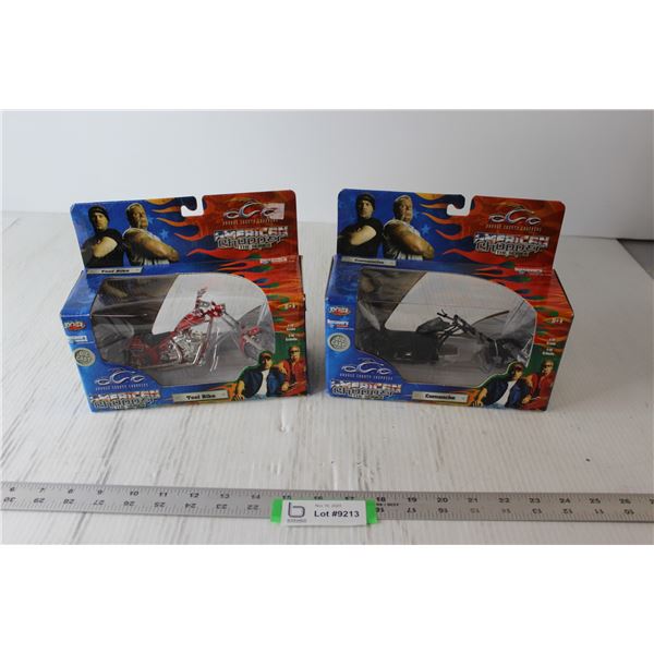 (2) Scale Model Die Cast Choppers - American Choppers: The Series, Comanche, Tool Bike, Sealed