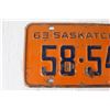 Image 2 : (1) Saskatchewan License Plate - 1963