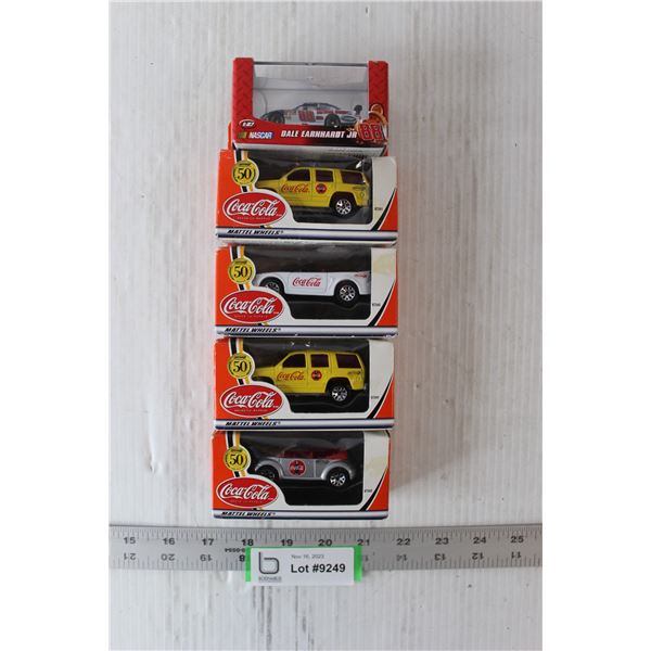 (4) Matchbox Coca-Cola Toy Vehicles, NASCAR Dale Earnhardt Toy Race Car, 1/87 Scale