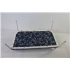 Image 4 : White Metal Doll Sofa - Blue Flowered Pad (16"w x 7"d x 9 1/4"h)