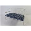 Image 6 : White Metal Doll Sofa - Blue Flowered Pad (16"w x 7"d x 9 1/4"h)