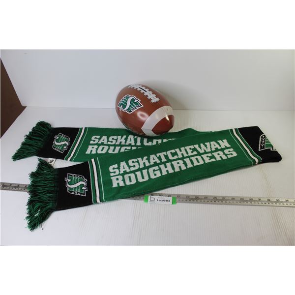 Saskatchewan Roughriders Scarf - Riders Metal Ball Coin Bank (has dents)