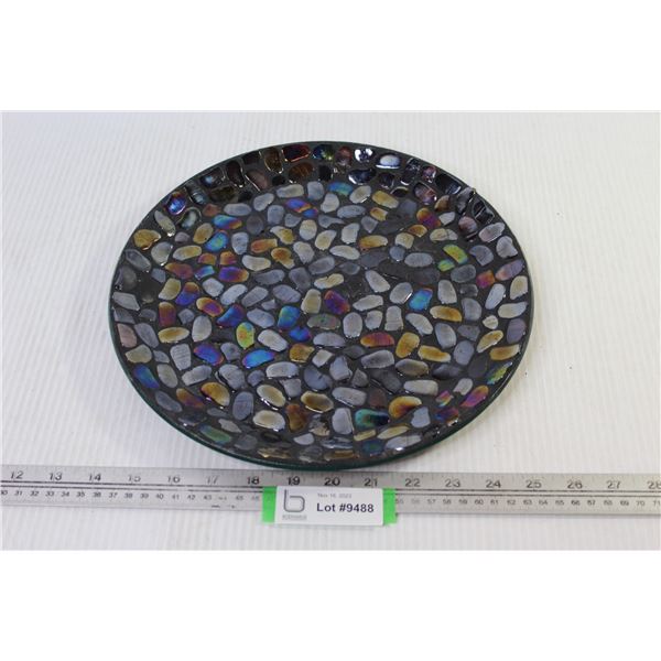 12  Glass Plate w/Imbedded Iridescent Stones