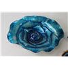 Image 2 : Sliced Agate - Glass Blue Flower Designed Dish - Sliced Resin (agate looking)