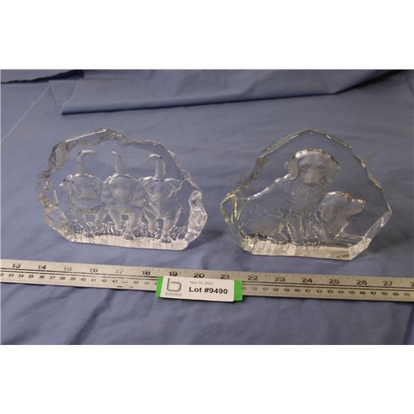 (2) Glass Dog Decor Items