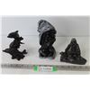 Image 1 : Ornament Statues - Black Coral Head Figure - Dolphins - Inuit Carving