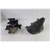 Image 6 : Ornament Statues - Black Coral Head Figure - Dolphins - Inuit Carving