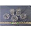 Image 1 : Pinwheel Crystal Pieces - (3) Footed Dishes - (2) Jars Lidded Sugar Jars (no spoons)