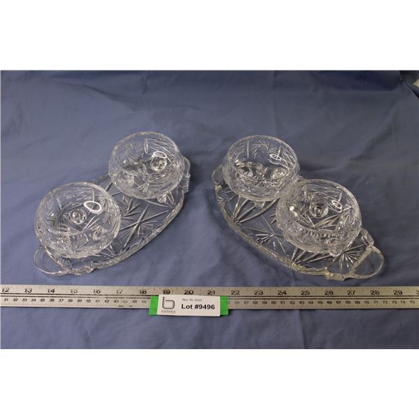 Pinwheel Crystal Pieces - (3) Footed Dishes - (2) Oval Plates