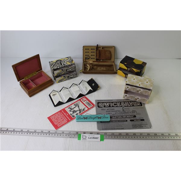 Assorted Small Jewelry Boxes - Quick Silver - Electrolytic Plate Cleaner - Live Laugh Love Wall Hang