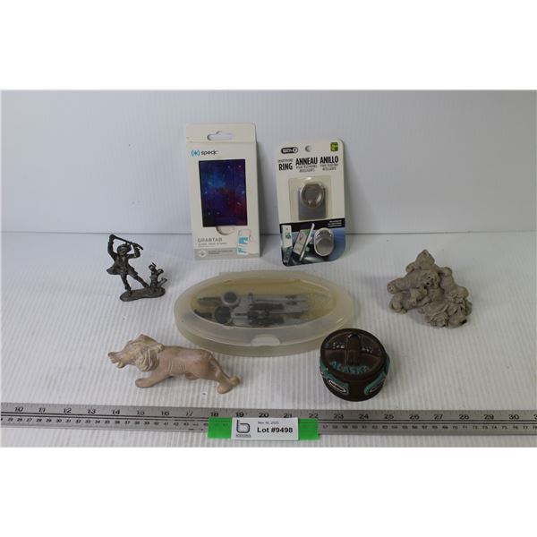 Cell Phone Smart Ring & Grab Tab - Geometry Set in Case - Alaska Trinket Dish - (3) Ornament Figurin