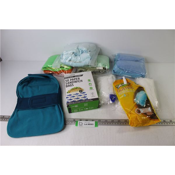 Dog Jacket (looks small) - (4) Bags of Face Cloths - Paper Sandwich Bags