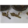 Image 4 : (2) Ornate Brass Bowls (Made in Italy) - Brass Candle Holders - Brass Hooks