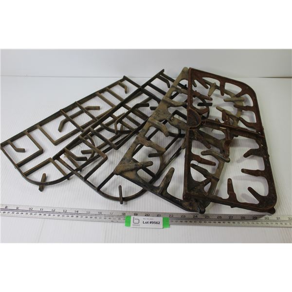 (4) Vintage Cast Iron Gas Stove Inserts