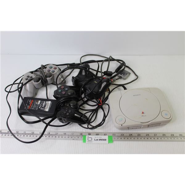 Sony PS1 w/3 Controllers - (plug-in part of power cord is missing)