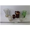 Image 1 : Ceramic Tea Pot - Crystal Pinwheel Vase - (2) Glass Vases