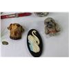 Image 2 : Bosson's Chalkware Dog Heads - Chalkware Swans - Kraft Peanut Butter Jar Bank w/Buttons -Schilthorn 