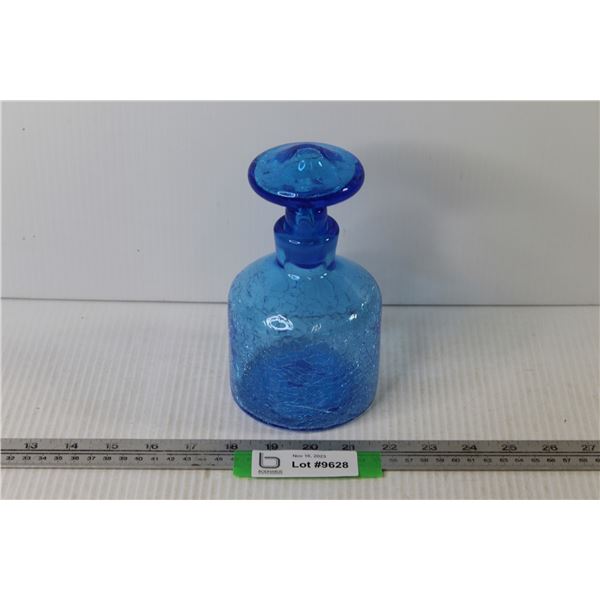 Blue Glass Bottle w Stopper