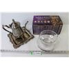 Image 1 : Millenium Classical Music Box Set - Plated Tea Pot w/Tray - Glass Connected Bowl & Plate