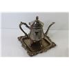 Image 3 : Millenium Classical Music Box Set - Plated Tea Pot w/Tray - Glass Connected Bowl & Plate