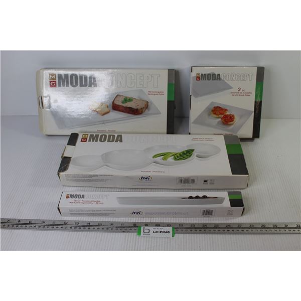 Plate Moda Micro Moda Concept Dishes - 2 Piece Snack Plates - 4 Sectioned Platter ...