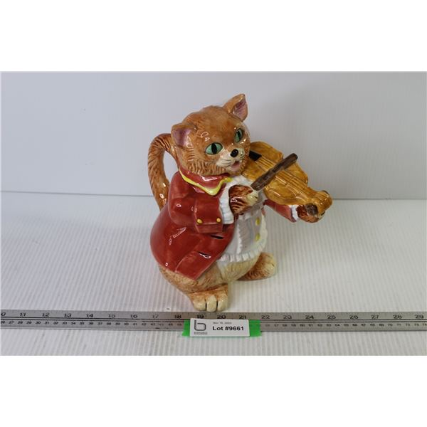 Ceramic Fiddling Cat Tea Pot by Shafford