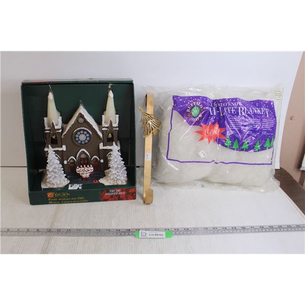 Holiday Collection Musical Church with LEDs - Untested, Christmas Over-the-Door Hook, Buffalo Snow H