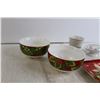 Image 2 : Acorn Salt and Pepper Shakers, (2) Christmas Bowls, (2) Christmas Plates, Santa-Themed Cup and Soap 