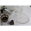 Image 5 : (10) Shot Glasses, Gravy Boat, Glass Cake Display, Misc.