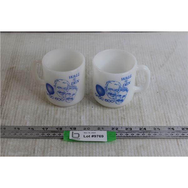 (2) CFQC 600 Radio Wall-N-Den Glasbake Mugs