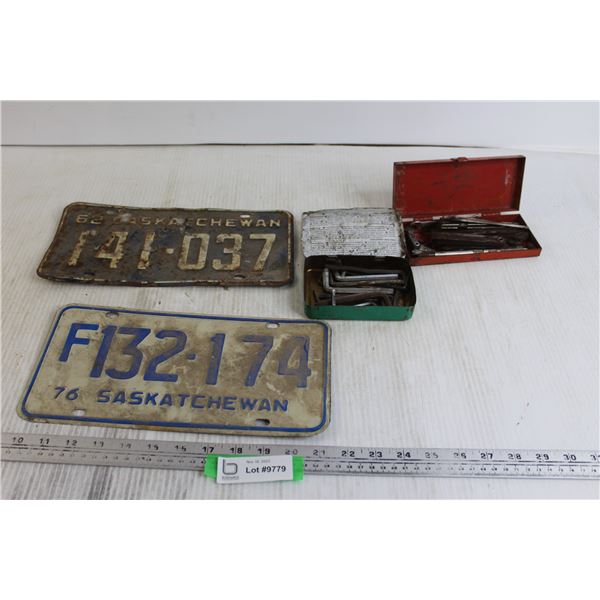 Saskatchewan 1962 License Plate, Saskatchewan 1976 License Plate, (10+) Assorted Small Tools