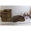 Image 1 : (4) 1L Diet Pepsi Glass Bottles, Canada Dry Wooden Box, Tractor Seat