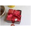 Image 3 : Christmas Items - Mistletoe Bowl, (30) Napkins in Present-Themed Box - Sealed, Shimmery Cylindrical 