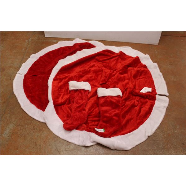 (2) Christmas Stockings, (2) Christmas Tree Skirts - 40" Diameter, 44" Diameter