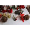 Image 4 : (~20) Christmas Ornaments - (3) Glittery Bell Decorations, Large Acorn Decoration, (3) Poinsettia Cl