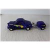 Image 6 : Lacquerware Tray, Blue Metal Car With Trailer, John Deere Toy Trailer, (2) Dairy Producer Hats, Asht