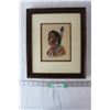 Image 1 : Framed Cross Stitch - Indigenous Man