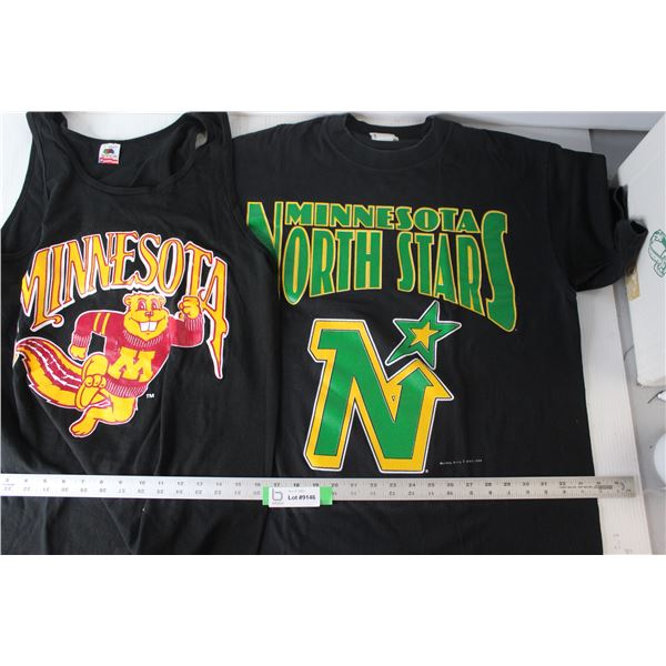 Minnesota Golden Gophers Tank Top - Size L; Minnesota North Stars T Shirt - Size XL