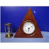 Image 2 : (2) 3-D Etched Glass Paperweights, Clock, and Small Hourglass