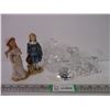 Image 1 : (2) Figurines,(2) Crystal Pieces and Paperweight