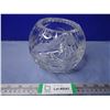 Image 1 : Lead Crystal Cut Clear Glass Etched Round Ball Vase